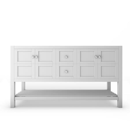 Castello Usa Alicia 60" White Vanity Base with Chrome Handles CB-VEN-60W-CHR-VBO